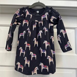 Tea Collection - Midnight Blue Cotton Dress with Horse Design - 2T